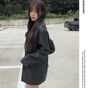 More Quality Abil Leather Overfit Blazer Jacket