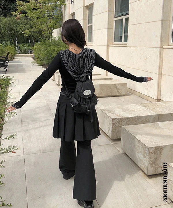 Inkku Midi Pleated Eyelet Skirt Pants 裙子