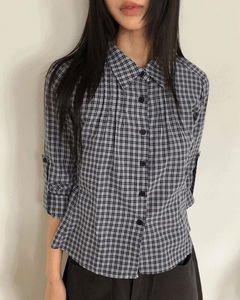 Bush check collar slim fit long sleeve shirt