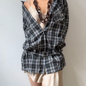 plaidora strap shirt