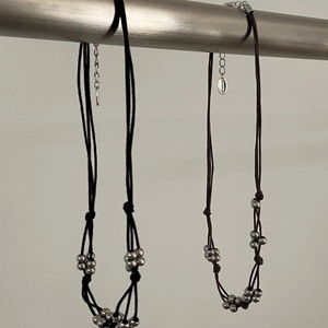 Silver Bead Knot Surgical Layered Necklace (2 colors)