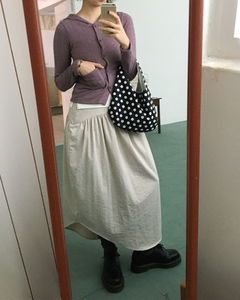 Maze Shirring Skirt *Beige Same-Day Shipping Available