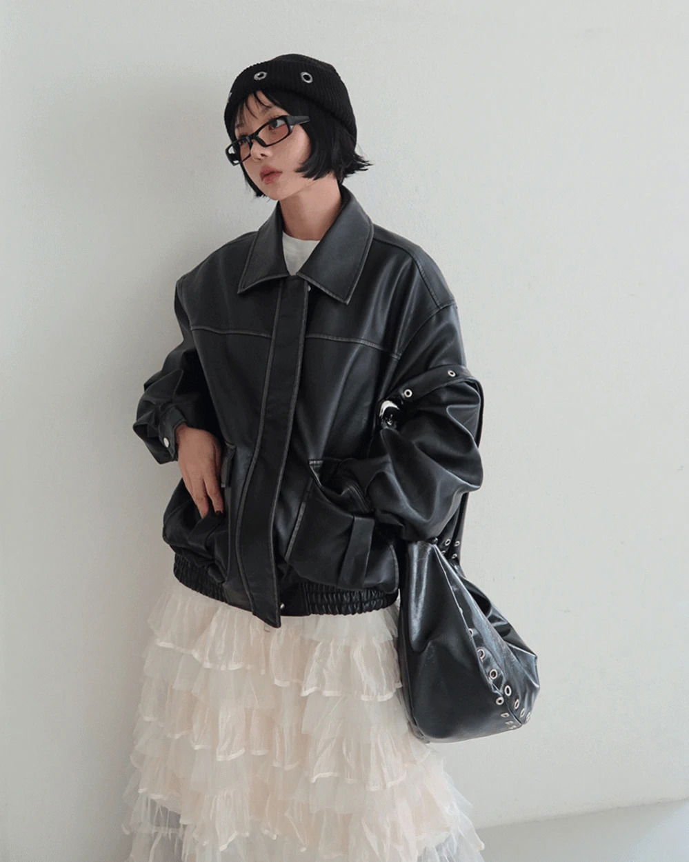 ビンテージポケットオーバーフィットレザージャケット
