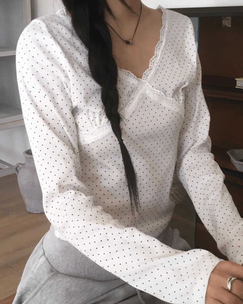 Shimmer Dot Lace Long Sleeve T-Shirt
