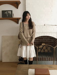 休閒寬擺中長針織裙