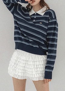 Loveworthy Striped Collar Neck Pendant Knitwear