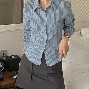 레니프티 스트라이프 카라넥 셔츠