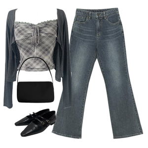 jeans,Cardigan/Vest,flats 코디