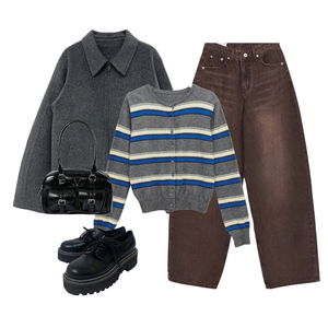 coat,jeans,Cardigan/Vest 코디
