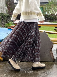 雪紡百褶長款裙