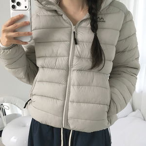 유킨 웰론 후드 스트링 나일론 숏 경량 패딩 점퍼