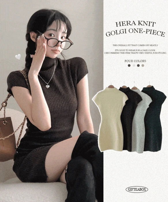 ヘラリブ半ポーラニットワンピース