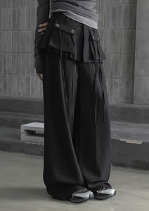 Kens Pleated Layered Skirt Pants