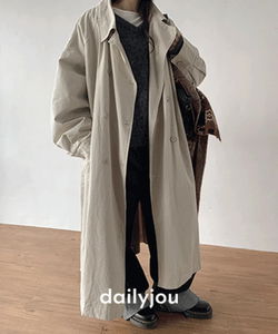 寬鬆版棉質風衣外套