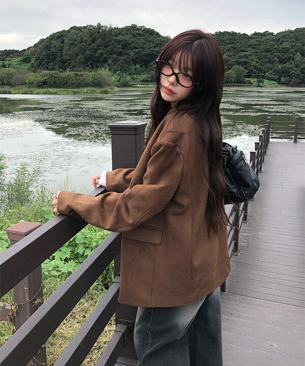 몰드 스웨이드 버튼 자켓 (2color)