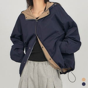Color Block Hood Oversized Work Jacket ZI009