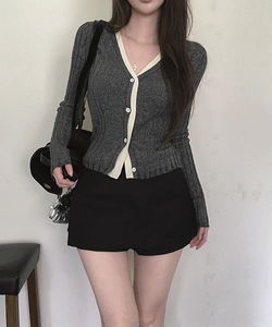 Piru color Ribbed cardigan - 2 colors