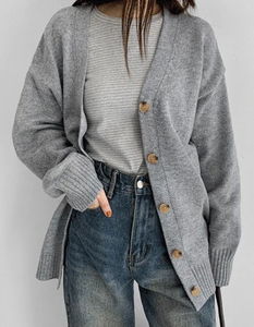 딥시보리5 브이넥니트가디건