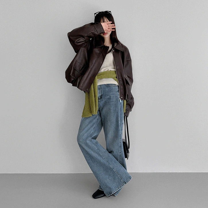 ユーグァンレザー6ルーズフィットレザージャケット