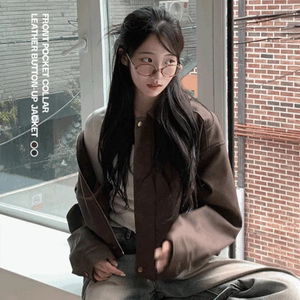 미츠모 루즈핏 지퍼 밴딩 스웨이드 레더 자켓