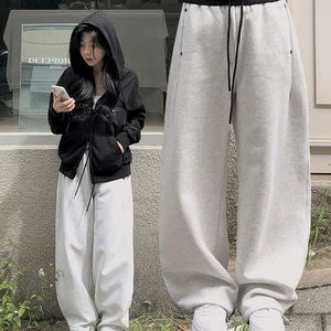 카넷 배색 스트링 와이드 트레이닝 팬츠