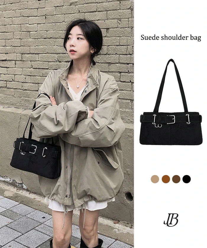 비죠 스웨이드 스트랩 토트백 숄더백