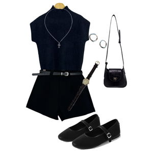 벨트,니트,가을,팬츠,블랙 코디