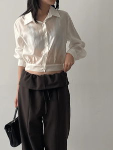Crop Tencel sheer blouse