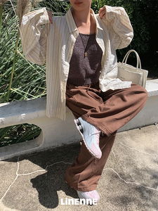 oatmeal over stripe shirt