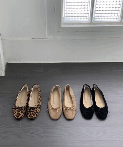 더번 스웨이드 플랫 (리본, 호피)