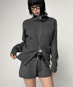 Stormont Two-Way Ribbed Turtleneck Knit Zip-Up