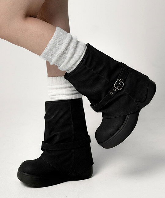 Adem Buckle Platform Warm Mid-Calf Boots