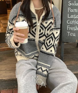 Themion Nordic Collar Two-Way Knitwear Zip-Up - 3 Colors