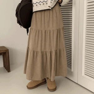 마르스 코듀로이 밴딩 캉캉 플레어 골덴 롱 스커트 (겨울치마/겨울신상)