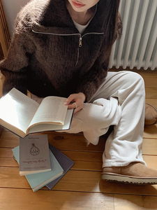 Acob Wool Collar Knitwear Zip-Up Cardigan