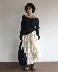 ストライプワンショルダーロングスリーブ