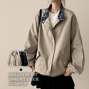 투드 카라 체크 배색 점퍼 자켓 (2color)