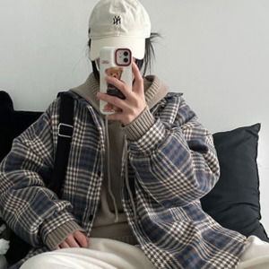 기모 체크 자켓