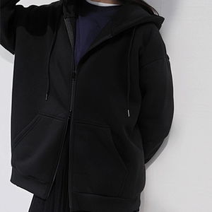 델티 기모 베이직 박시 후드 집업