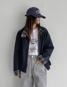 Checked and karaya jacket
