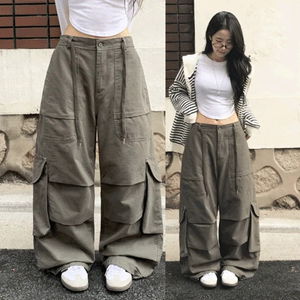 뮤엘르 빅포켓 카고 와이드 뒷밴딩 파라슈트 팬츠