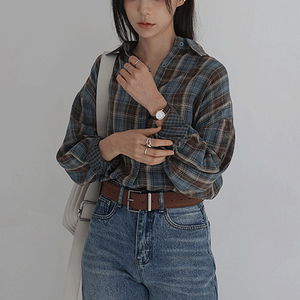 카릴 루즈 코튼 체크 셔츠