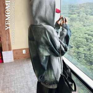 너프 언발 데님 후드 집업