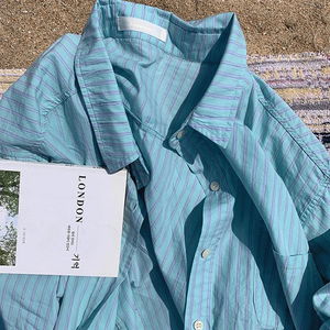 fifteen over stripe shirt (soft mint)