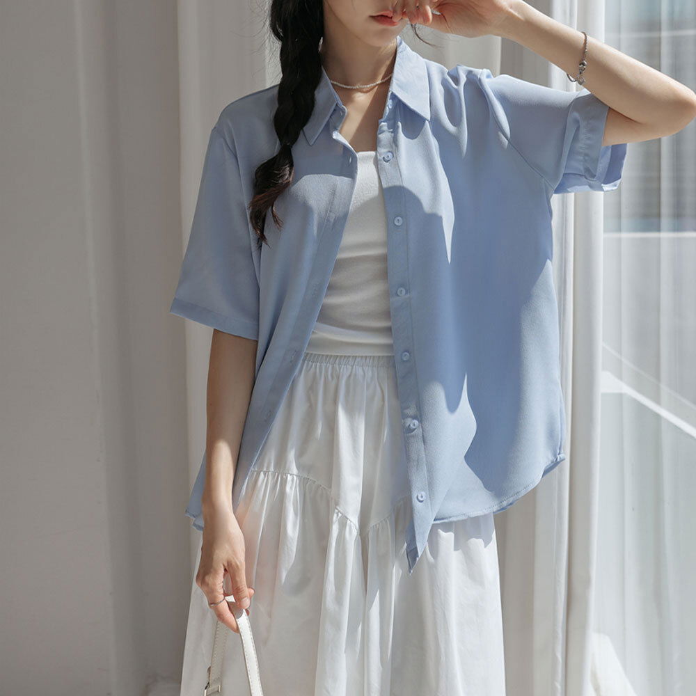루엔 언발 카라 1/2 블라우스