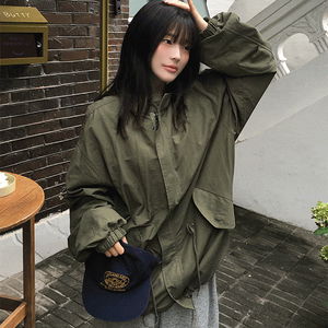 로던 투웨이 스트링 오버핏 벌룬자켓 아방핏 빈티지 워싱 야상 자켓 점퍼 사파리 유니크 데일리