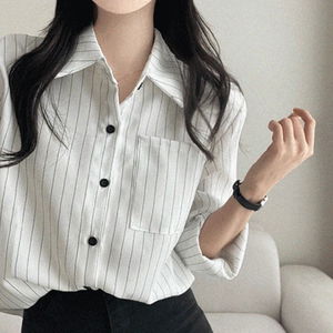 하버 스트라이프 단가라 루즈핏 기본 데일리 셔츠 3color