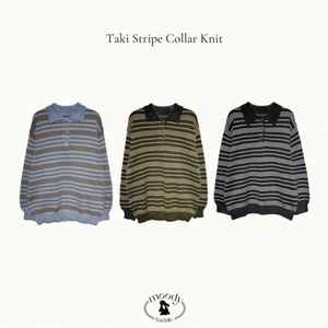 타키 스트라이프 카라 니트 (3color)