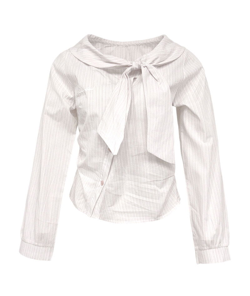 리본 스트라이프 세일러 블라우스