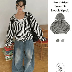 Danbi Stripe Loose-fit Hooded Zip-Up